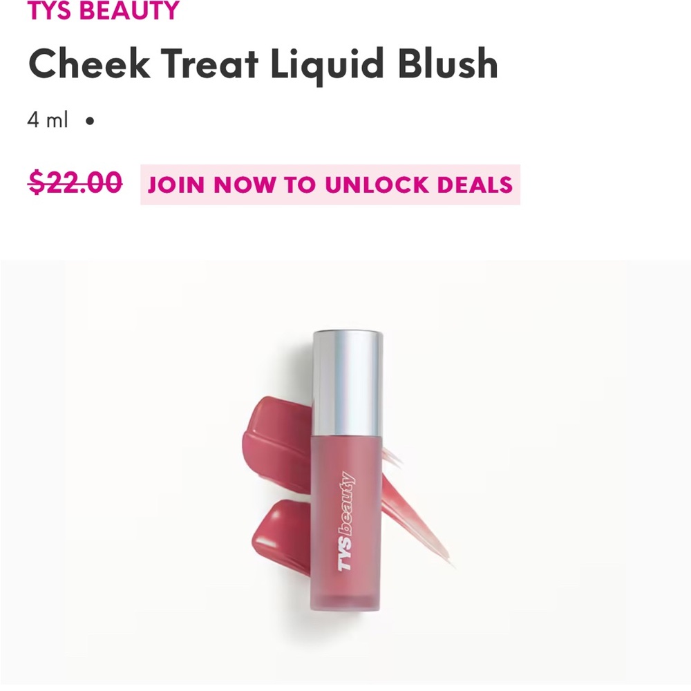 NWOB TYS Beauty Cheek Treat Liquid Blush - Pink (Drip) FULL SIZE